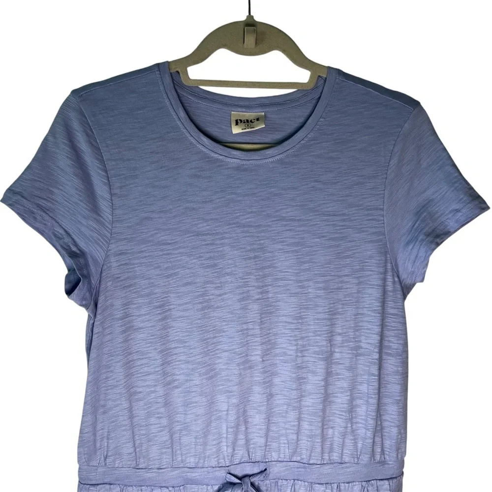 Pact Organic Cotton Slub Weekend Dress Blue Drawstring Casual Minimalist S
